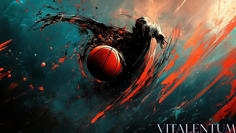 Blazing basketball energy swirls through bold abstract color