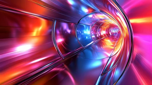 Color-swept light tunnel racing toward a glowing future.