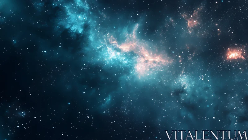 Stellar nebula cloud rendered with luminous cyan and amber gases