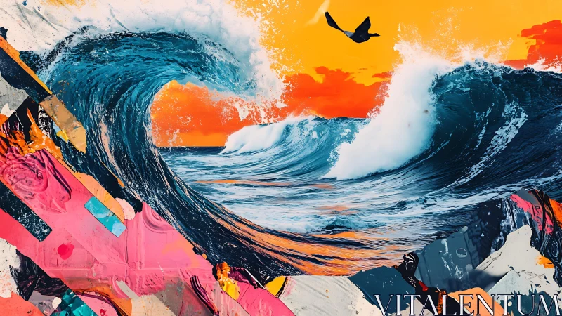 Neon tidal duet crashing through candy-colored seascape.