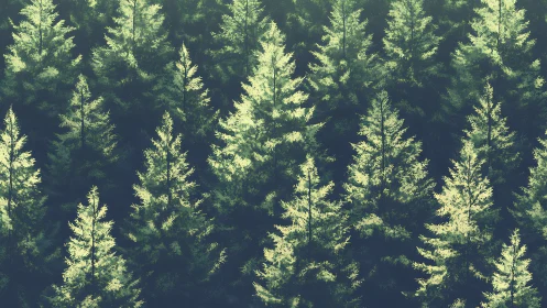Digital conifer canopy pattern with luminous forest rhythm.