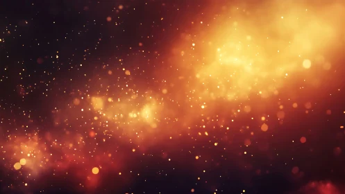 Luminous particle field with warm bokeh gradient composition.