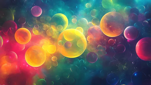 Nebula Bubble Carnival of Colorful Floating Worlds.