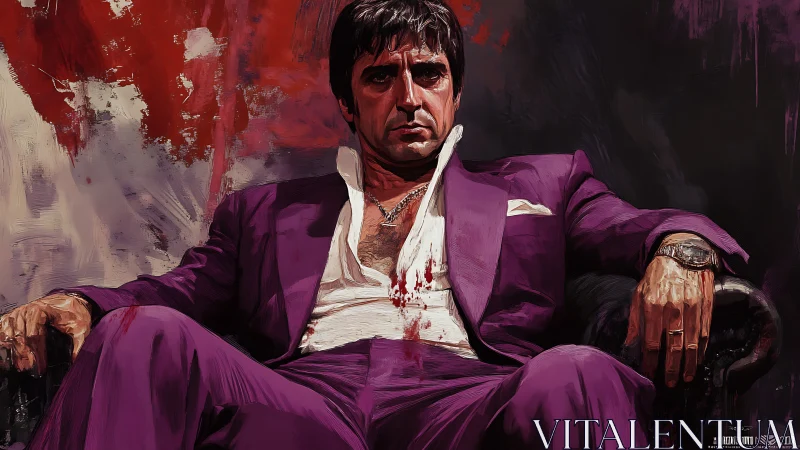 Chromatic crime-lord portrait in hyperreal digital pigment.