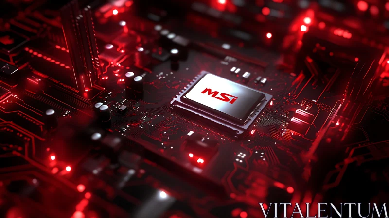 MSI branded processor on illuminated red motherboard.