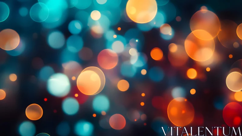 Vibrant abstract bokeh lights in blue and orange tones, digital art.