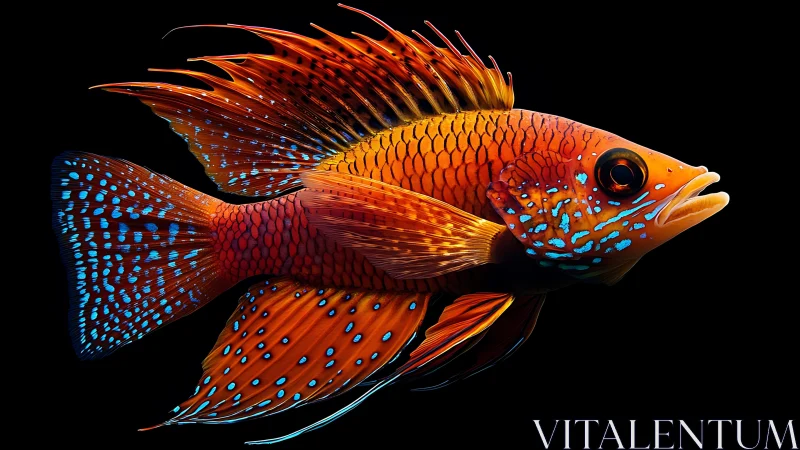 Luminous orange reef fish rendered in vivid digital detail.