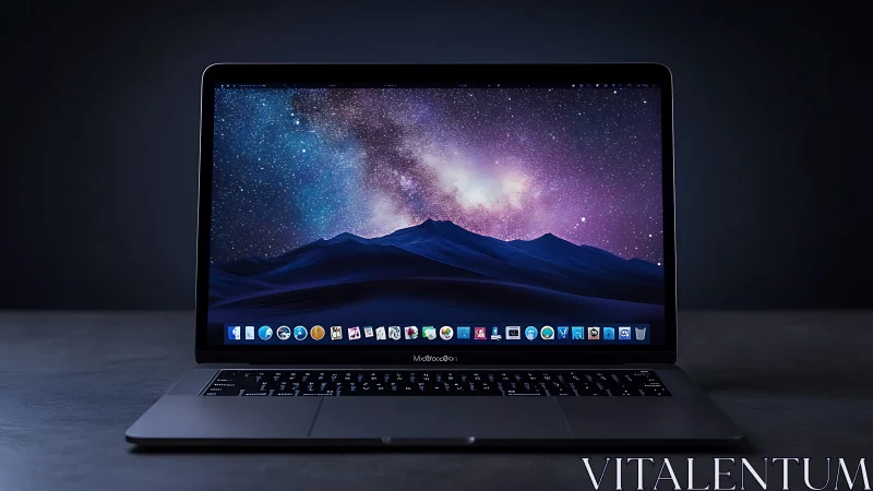 Starlit laptop screen turning late night work into wonder.