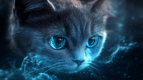 Electric-Eyed Guardian: Digital Cat Awakening.