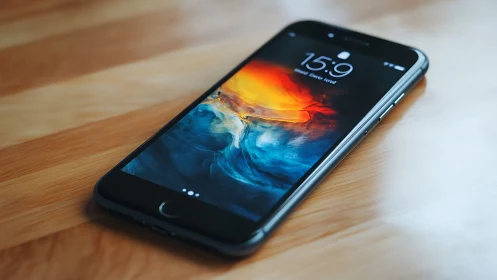 Apple iPhone 8 Plus Display Lock Screen With Abstract Gradient Rendering Wallpaper