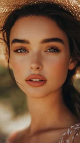 Sunlit close-up portrait captures serene summer elegance.