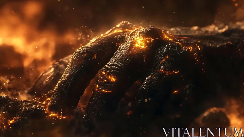 Burning Coals Glow with Golden Light and Warmth