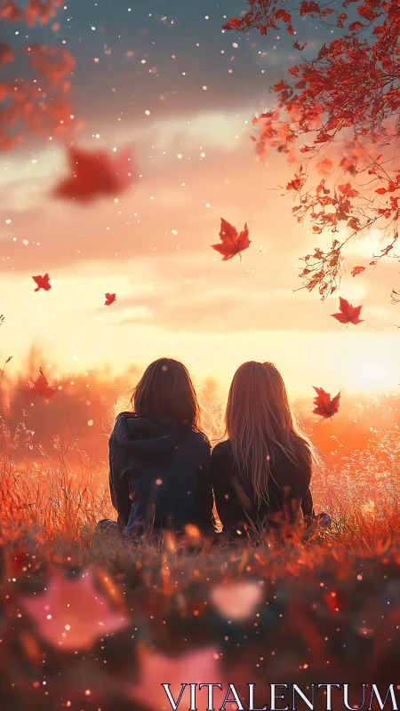 Autumn glow keeps two quiet friends stitched to the horizon.