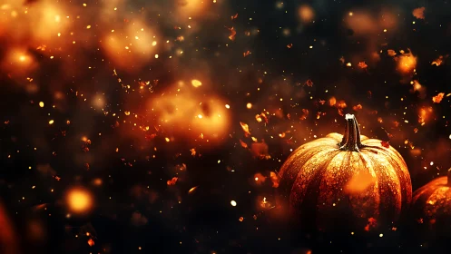 Golden Pumpkin Rendered Through Volumetric Fire Effects.