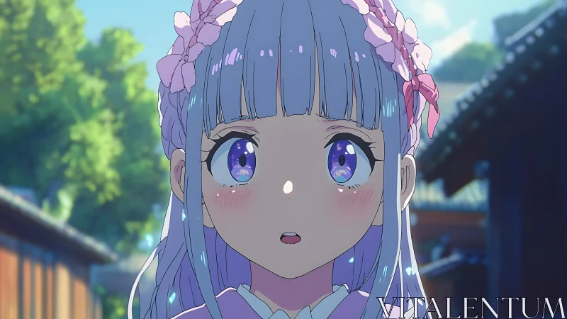 Anime close-up portrait with soft lighting and bokeh background.