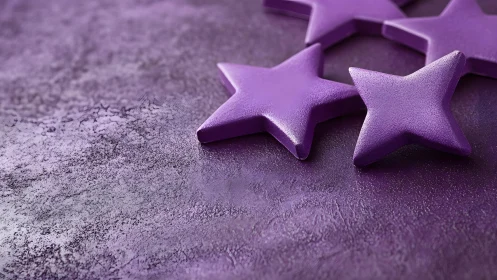 Purple star-shaped objects on textured background, modern minimalism.