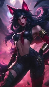 Vixen combatant in magenta-tinged atmospheric turbulence.