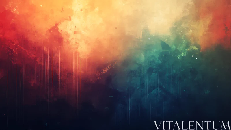 Vibrant Abstract Digital Painting with Warm and Cool Color Blends.