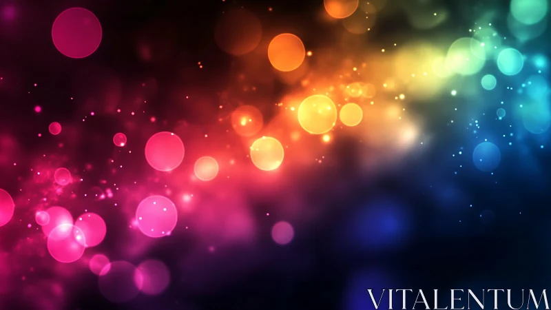 Vibrant bokeh lights form flowing multicolor abstract spectrum