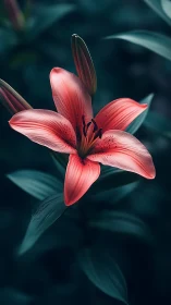 Elegant Red Lily Blooms with Striking Dark Foliage
