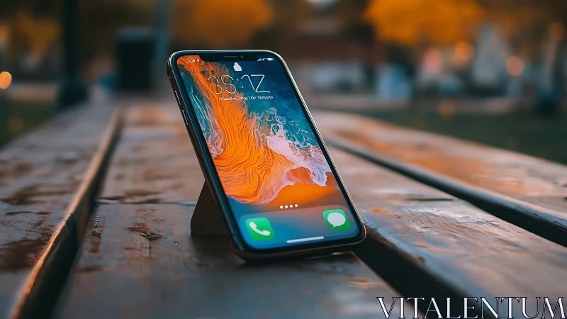 iPhone Lock Screen Displaying Orange Topographic Wallpaper