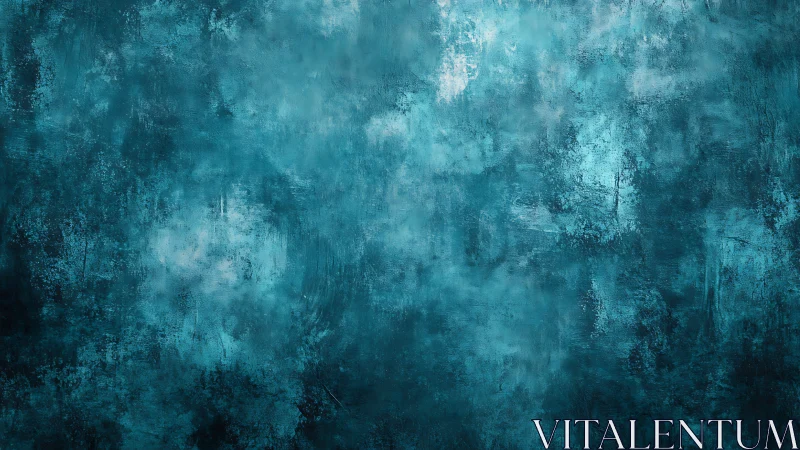 Textured teal abstract wall shows layered weathered surface