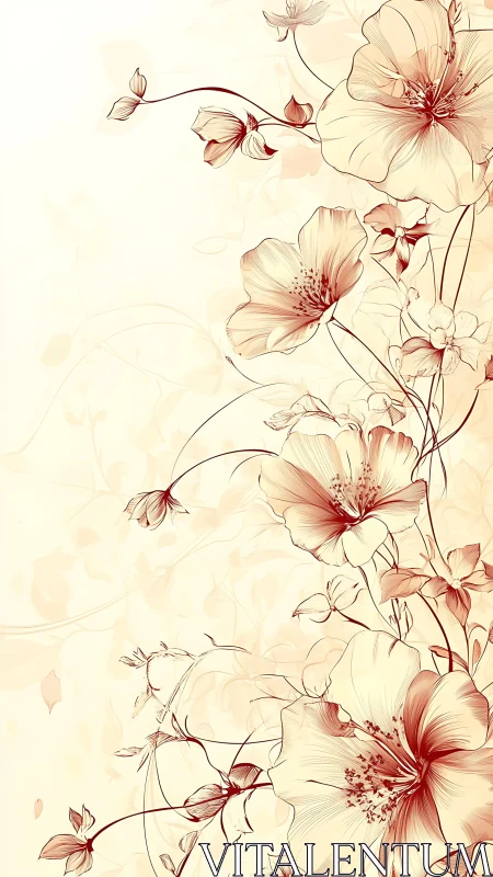 Delicate Floral Botanical Study in Soft Pastels.