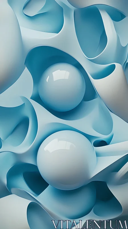 Glacial orbs drifting through sculpted waves of soft blue.