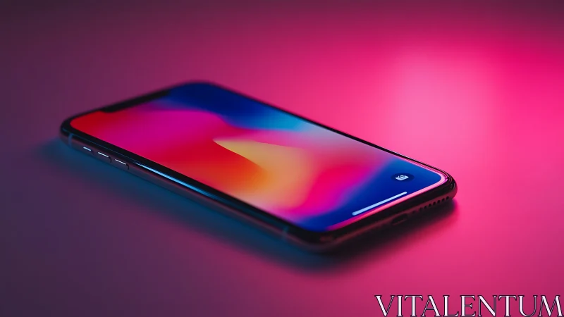 Modern Smartphone Glows with Vibrant Rainbow Gradient Display