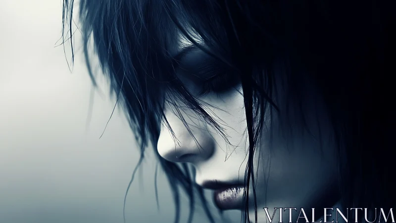 Rain-soaked porcelain dreamer in electric midnight hush.