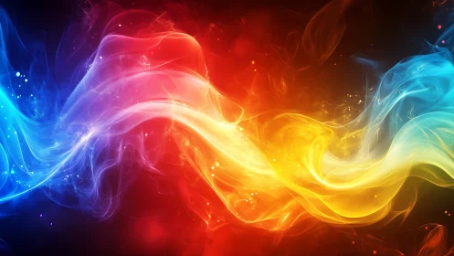 Chromatic currents collide in a luminous ribbon of energy.