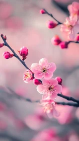 Pink Cherry Blossoms with Deep Depth of Field.