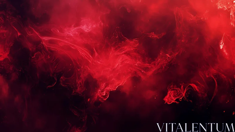 Vivid Red Abstract Smoke Swirl Digital Art with Dramatic Texture.