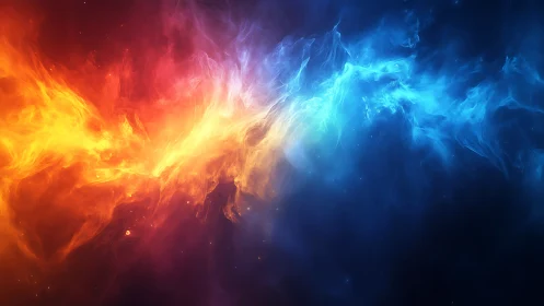 Collision of Elements: Fire and Ice Cosmic Dance.