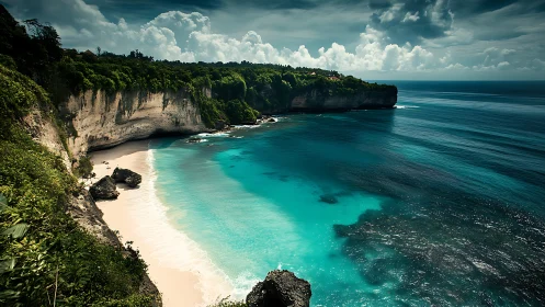 Tropical Paradise: Pristine Beach Meets Dramatic Clifftops.