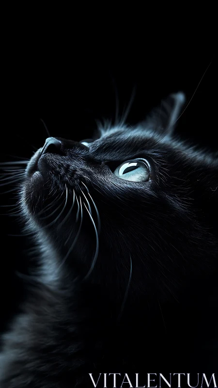 Luminous Obsidian: Black Cat's Piercing Gaze into the Void