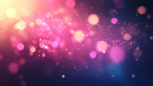 Vibrant pink and gold bokeh lights on a dark abstract background.