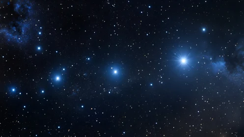 Bright Orion constellation stars glow within deep night sky.