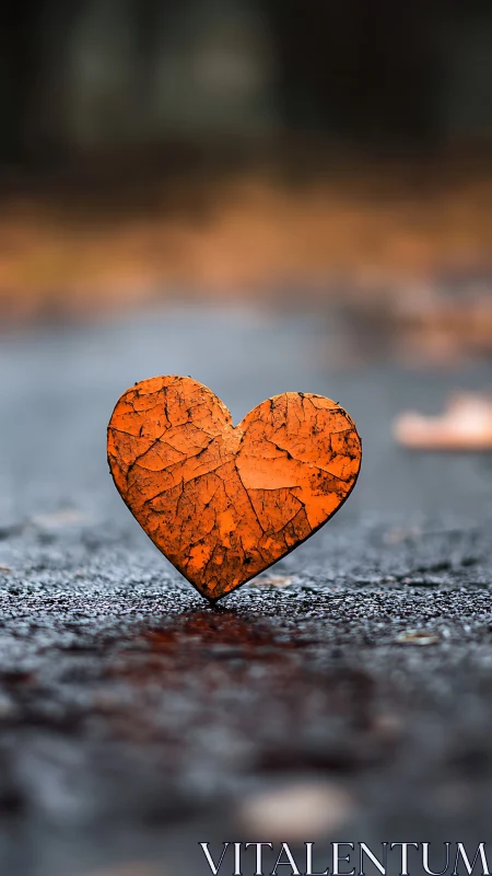 Heart-Shaped Leaf Fragment Displaying Vascular Network Through Translucent Tissue