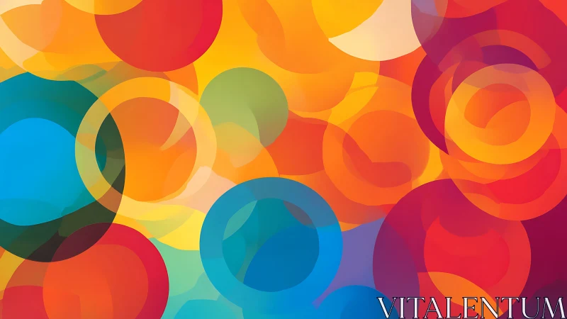 Overlapping neon circles glow in a warm abstract field.