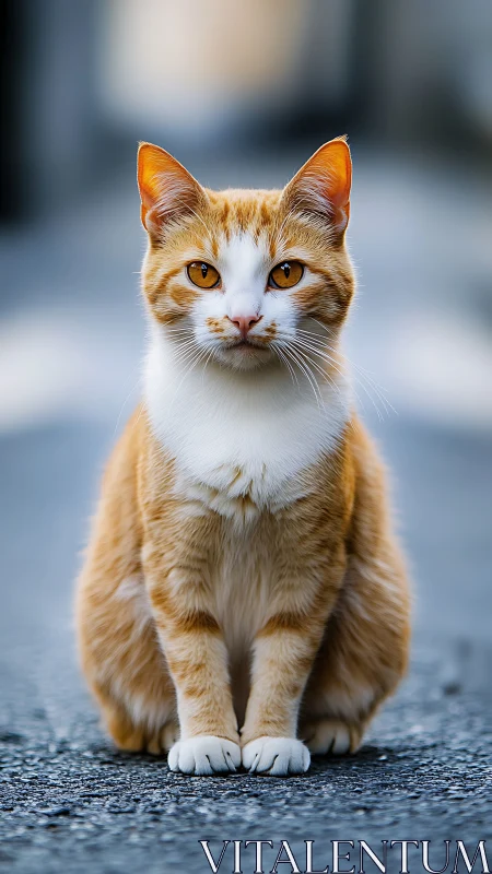 Orange and White Cat Portrait Captured with Striking Direct Gaze.