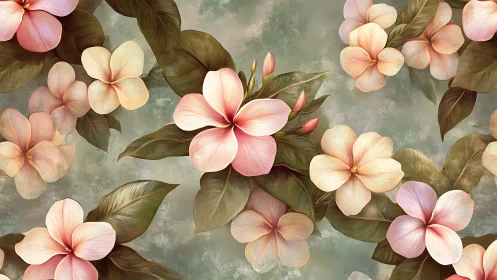 Pink and Cream Floral Composition with Textured Background.