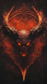 Demonic horned skull blazing in molten infernal sigil.