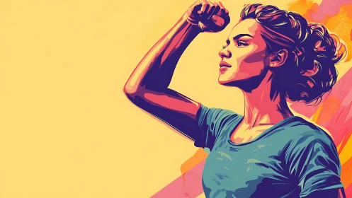 Confident Woman in Pop Art Style Showing Empowerment Gesture.