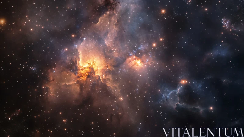 Nebula forges newborn stars in a storm of embered dust