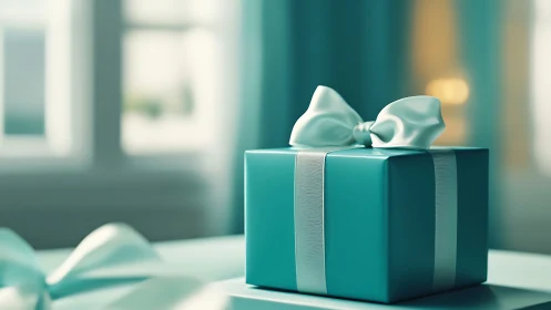 Elegant Turquoise Gift Box With Silky Ribbon Bow