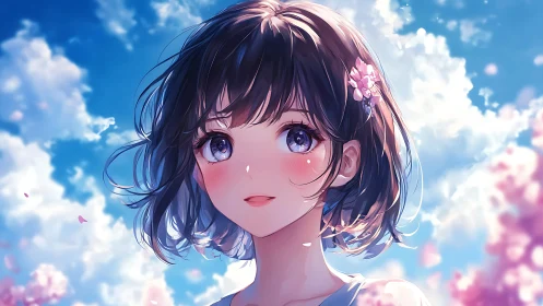 Cel shaded anime portrait with backlit rim lighting and bokeh depth