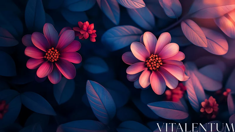 Neon Blooms Dance Against Twilight's Velvet Embrace