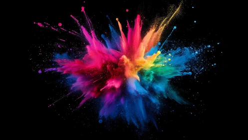 Colorburst moment where powder blooms in midnight air.