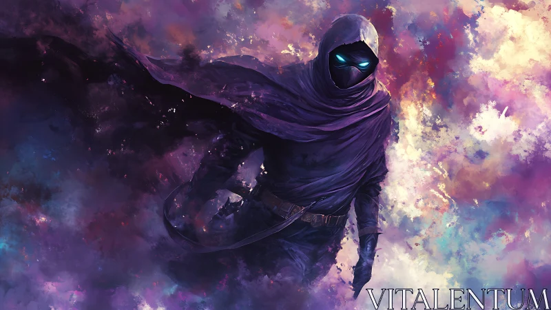 Midnight wanderer drifting through a swirling cosmic storm.